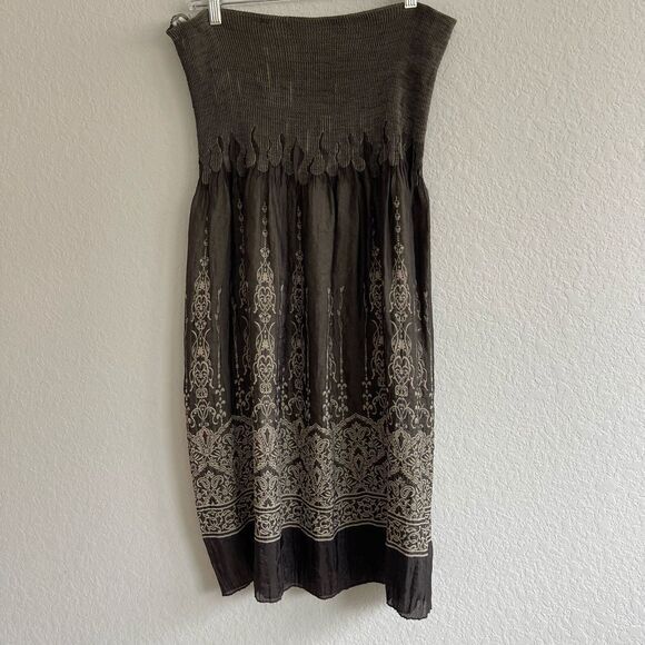 Anthropologie Lapis Strapless Dress One‎ Size Brown Beach Summer Bohemian - Picture 1 of 5